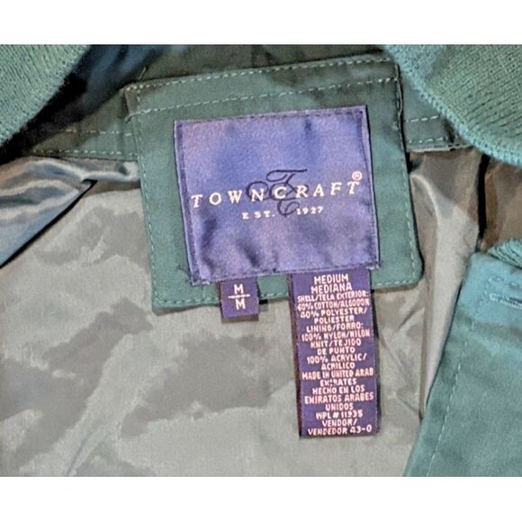 Towncraft VTG 80s 90s Teal Turquoise Full Zip Lightweight Bomber Jacket Mens M - Picture 5 of 10